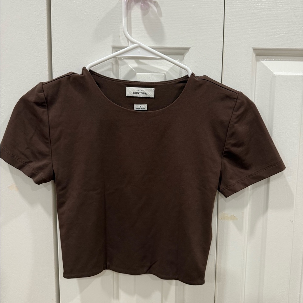 Brown Aritiza Contour Crew Cropped T-shirt